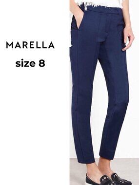 MARELLA Navy Straight-Leg Trousers